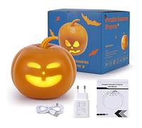 Lampe Murale Halloween Citrouille Animée Avec Projecteur - 16 Animations & Effets Sonores Effrayants - Haut-Parleur Intégré Histoires & Chansons En Anglais - Décoration Extérieure/Intérieur Étanche Po