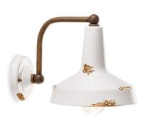 Lampe Murale Industrielle Blanche Shabby Céramique Métal E27 H: 21 Cm