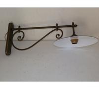 Lampe murale intérieur extérieur en laiton avec assiette en émail blanc