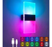 Lampe murale intérieure avec détecteur de mouvement, 4000 mAh, batterie, lampe murale sans connexion d'alimentation et lampe murale sans fil avec interrupteur pour éclairage d'escalier (RGB
