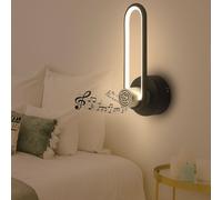 Applique murale LED Lampe murale haut-parleur Bluetooth Lampe de chambre à coucher réglable noir, aluminium métal, 1x LED 10W 400Lm 3000K, LxH 12,5x32,5 cm