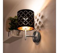 Applique Murale Lampe de Chambre Tissu Couleur Or 1 à Flammes LED H 26 CM