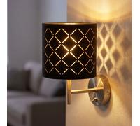 Lampe murale textile éclairage salon lampe couloir noir or en kit ampoules LED incluses