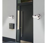 Applique d'extérieur en acier inoxydable, lampe de façade à LED, lampe de porte d'entrée argentée, lampe de jardin, 7W 450lm blanc chaud, L x H 11,5 x 11,5 cm, lot de 2