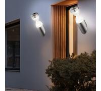 Applique LED lampe torche lampe de façade argentée lampe de porte d'entrée lampe de jardin, 11W 750lm blanc chaud, DxH 7,6 x 26,5 cm, lot de 2
