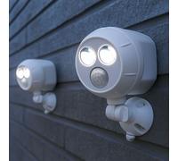 Spot LED extérieur Lampe murale à piles avec détecteur de mouvement Fonctionnant sur piles Lampe extérieure avec capteur, blanc, LED 400Lm blanc froid, LxLxH 9,5x11,5x16,5 cm, 2er Set
