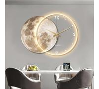 Lampe murale LED 3D en forme de lune avec horloge murale minimaliste, applique murale moderne art déco, veilleuse d'ambiance orientale, sculpture murale unique pour chambre d'enfant, chambre à coucher