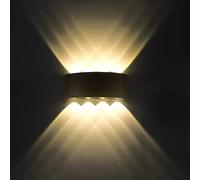 Lampe Murale LED 8W Moderne Appliques Murales IP65 Étanche Applique Luminaire En Aluminium Up Down Décoratif Spot Lumière Nuit Lampe pour Salon Chambre Hall Escalier Pathway （Blanc chaud）