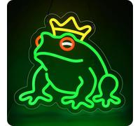 Lampe murale LED néon décorative en forme de grenouille avec couronne, env. 36 x 33 x 2 cm, lumière décorative pour salon, salle de jeux, veilleuse pour chambre à coucher, lampe design gamer
