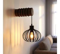 Lampe Murale LED pour Chambre, Bois, Hauteur Réglable, Marron, H 59 cm