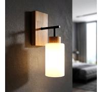 Applique murale LED pour salon, orientation vers le haut, noir mat, métal, verre opale, H 31 cm