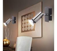 Spot mural applique murale orientable chambre applique salon, métal argent noir, 1x GU10, LxH 10 x 9 cm