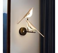 Lampe murale Magpie Salon TV Fond Applique murale Lampe de chevet pour chambre d'hôtel de luxe Lampe murale rouge simple et créative pour oiseaux (Double-warm light)