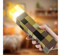 Lampe murale Miner Craft - 28 cm - rechargeable par USB - LED - Éclairage manuel ou mural - lampe de chevet pour enfants - cadeau pour chambre et décoration de fête - Jaune