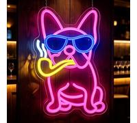 Lampe murale néon LED amusante en forme de bouledogue français, lampe murale USB à intensité variable pour bar, cave, garage, salle de jeux, cadeau fantaisie pour les amoureux des animaux de compagnie