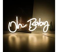 Lampe murale néon LED décorative Oh Baby, lumière chaude, env. 30 x 13,5 cm, lumière décorative, salon, salle de jeux, veilleuse pour chambre à coucher, gamer, lampe design gamer, alimentation USB