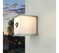 Lampe Murale Numéro De Maison E27 IP54 B: 16,5 Cm Gris Blanc + Chiffres Lettres