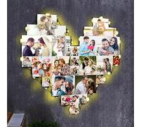 Lampe murale personnalisée avec collage de photos en forme de coeur Lampe avec collage de photos en forme de coeur Lampe de nuit personnalisée pour maman papa Couples Amis Famille