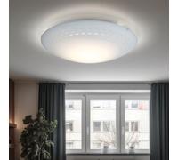 Plafonnier, éclairage de salon Plafonnier LED, métal blanc, verre dépoli, 16W 1600lm blanc chaud, DxH 39,5x10 cm, Eglo 93277