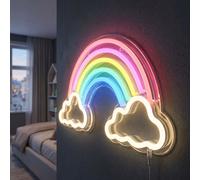 Applique murale LED lampe arc-en-ciel lumière décorative lampe chambre enfant, câble USB interrupteur ON/OFF, plastique opale clair, L 40 cm