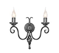 Lampe Murale Rustique CAMELOT 4 En Noir B: 34Cm Forme De Bougie 2-Flmg Design