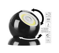 Luminea Lampe sans fil 200 lm à LED COB et détecteur de mouvement WL-420 - Noir