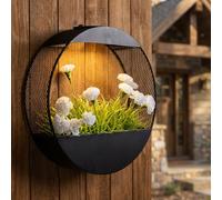 Applique murale solaire Vase à plantes Lampe d'extérieur LED Couleurs unies Métal D 25 cm