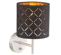 Lampe murale textile noire Travail Salon Eclairage Chambre Interrupteur Lumière noir or