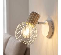Lampe Murale Vintage Globe Spot Éclairage Couloir Cage Design Blanc Bois