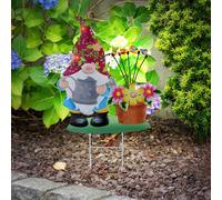 Lampe solaire nain Décoration de jardin Lampe solaire enfichable Lampe extérieure fleurs libellules, métal multicolore, 5x LED blanc chaud, LxlxH 43x8x47,5 cm