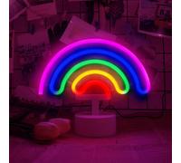 Lampe Néon Arc-En-Ciel Pour Chambre À Coucher, Veilleuse Led Alimentée Par Batterie/Usb, Décoration Pour Noël, Fête D'anniversaire, Chambre À Coucher, Lampe De Table, Cadeau Pour Enfants