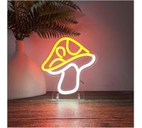Lampe néon Champignon pour enseigne au néon pour lampe de bureau, table, décoration chambre d'enfant 18 cm x 20