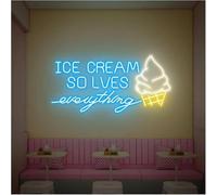 Lampe néon D'Ambiance Apaisante Lampe Enseignes Au Néon Ice Cream Solve Everything Alimentées Par, Luminosité Réglable(D,80cm)