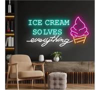 Lampe néon D'Ambiance Apaisante Lampe Enseignes Au Néon Ice Cream Solve Everything Alimentées Par, Luminosité Réglable(B,80cm)