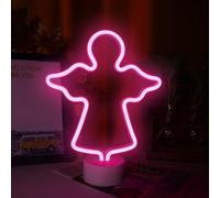 Lampe néon en forme d'ange pour chambre à coucher, veilleuse LED, alimentée par batterie/USB, décoration pour Noël, fête d'anniversaire, chambre à coucher, lampe de table, cadeau pour enfants