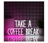 Lampe néon Enseignes lumineuses suspendues « Prenez une pause café » à intensité variable, 42,5 cm x 21