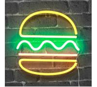 Lampe Néon - LARGEIGHT - Modèle Burger - 30 cm - Jaune - Décoration Chambre Enfant