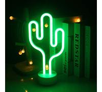 Lampe néon LED cactus avec support base pour enfants âgés - Veilleuse USB - Batterie verte - Logo décoratif pour enfants - Décoration de chambre - Fête d'anniversaire - Décoration de vacances