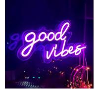 Lampe Néon led décoration Murale COOVEE - Good Vibes - Violet - 40*20cm - Luminosité réglable