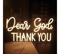 Lampe néon LED décorative à intensité variable avec inscription « Dear God Thank You » - Décoration inspirante pour bureau, maison, salon, salle de classe, cadeau chrétien, cadeau de Noël ou