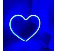 Lampe néon LED en forme de cœur, alimentation USB ou piles, pour mariage, Saint-Valentin, fête des mères, fenêtre, fenêtre, décoration murale (1 pièce, bleu)