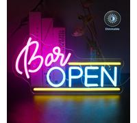 Lampe néon Led USB Dimmable, enseigne néon, veilleuse néon Led Décoration murale pour bar pub hôtel restaurant cadeau(Bar Open, 40x20cm)
