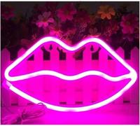 Lampe néon Luminaires Lèvres De Fumer Néon Pour Bar Pub Fête Mur Chambre Art Décor Décoration Veilleuse(Rose)