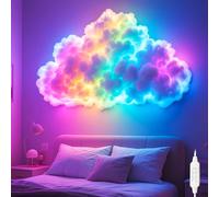 Lampe nuage LED, éclairage USB avec effet nuage 3D, lampe nuage, 3 modes de musique et de lumière et 20 modes de couleur, couverture nuage en coton, lampe murale, plafonnier, éclairage d'ambiance (A)