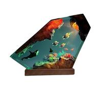 Lampe Océan en Résine, Lampe de Table, Décoration de Bureau Homme, Veilleuse LED Créatures des Profondeurs