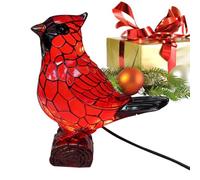Lampe Oiseau Rouge Noël Résine Veilleuse Oiseau Rouge | Petite lampe de table pour maison, appartement, salon, chambre à coucher, bureau, table de chevet, table de vacances