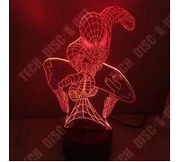 TD® Lampe optique poser décoratif tactile 7 couleurs illusion optique - modèle spider-man - faible consommation câble USB 3 piles AA