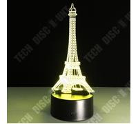 TD® Lampe optique poser décoratif tactile 7 couleurs illusion optique modèle tour Eiffel - faible consommation câble USB 3 piles AAA