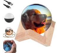 Lampe orbe à mémoire de forme de 6,9 cm - Vidéos et photos personnalisables - Boule de cristal vidéo 3D - Cadeau personnalisé pour anniversaire, mariage, sphère lumineuse (noir)