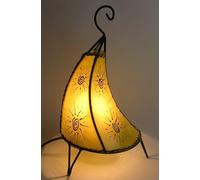 Lampe orientale lampe au henné lampe marocaine en cuir lampe de table lampadaire henné Tissir soleil 35-38 cm, jaune
